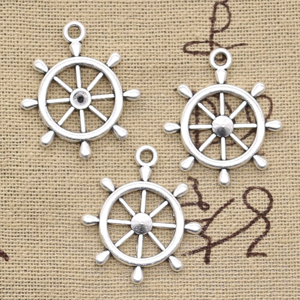 12pcs Charms ship's Wheel Helm Rudder 28x24mm Handmade Pendant Making fit,Vintage TibetanBronze,DIY For Necklace