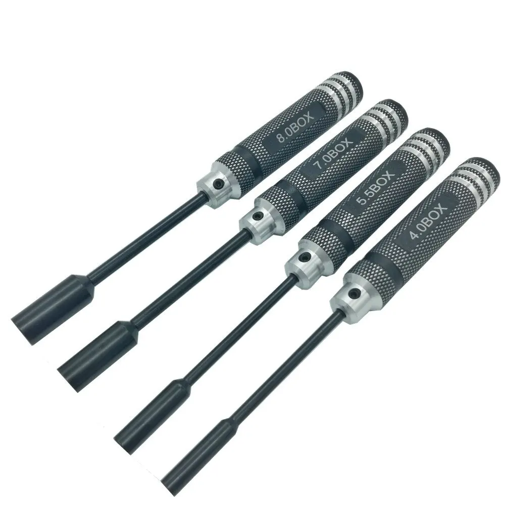 Julydream 4PC Sockets Set Long Handle Hex Screwdriver Socket RC Tools 4mm 5mm 7mm 8mm Hand Tool Set