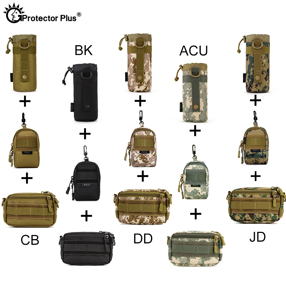 PROTECTOR PLUS Tactical Pouch Set 3 Bags Molle Expand Outdoor Sports Hunting Cycling Camo Bag Single Shoulder Waist  Waterproof