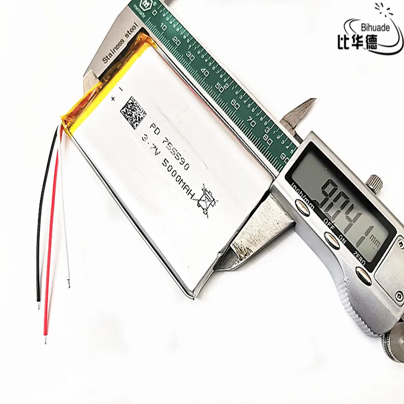 Bateria de energia lítio/íon de lítio 3 litros, boa qualidade, 3.7v, 5000mah, 755590 para tablet, pc, banco, gps, mp3,mp4
