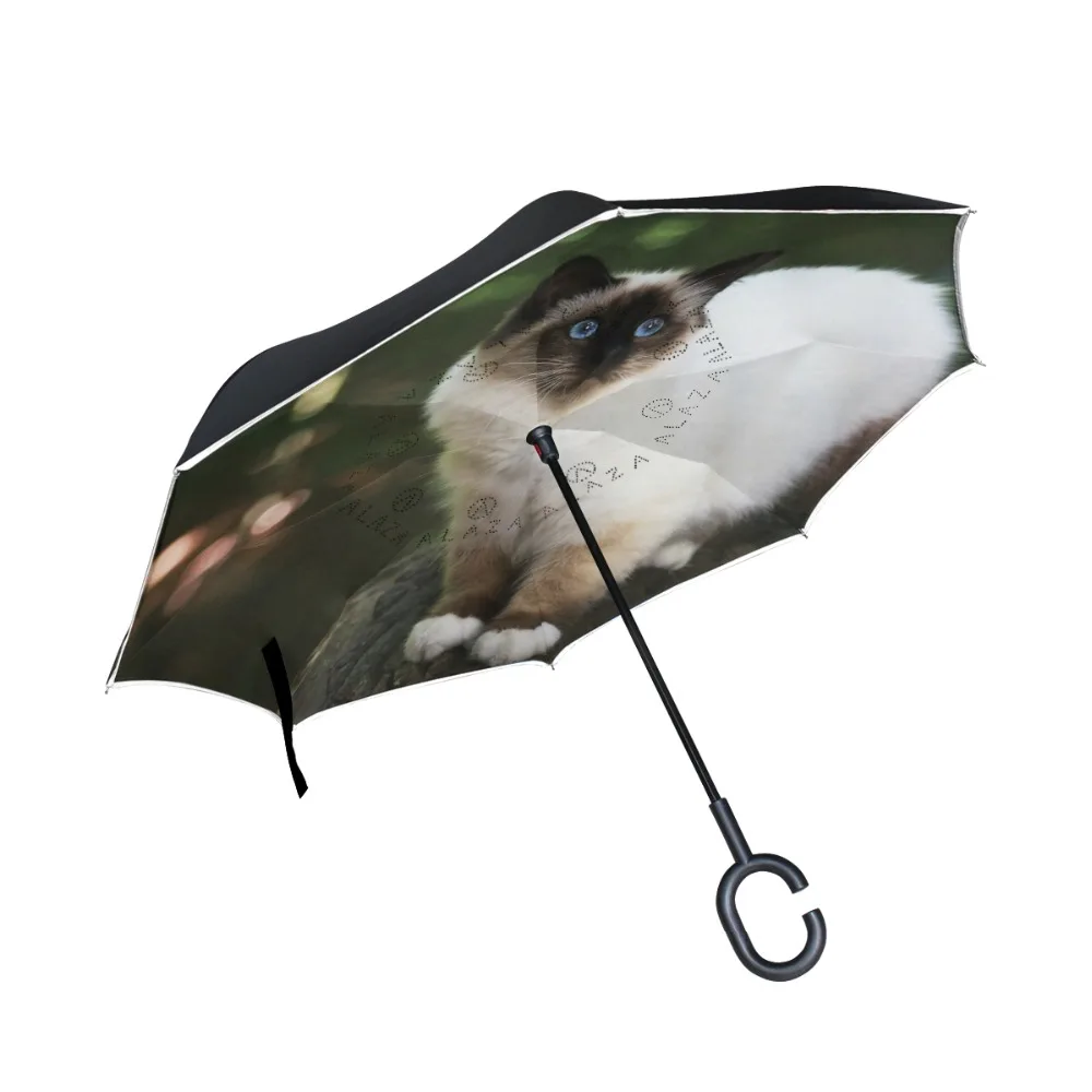 Birman Cat Printed Reverse Umbrella Windproof Ultralight Sun Rain Automatic Folding Umbrella Rain Women Umbrellas Lady Parasol