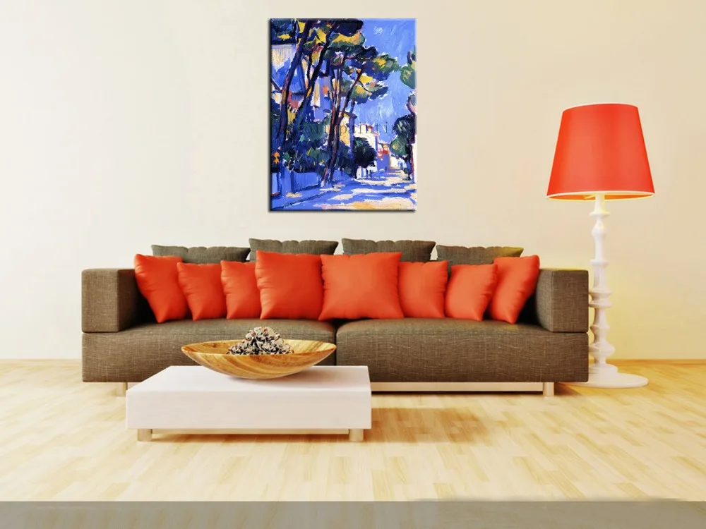 

100%Handpainting Modern Night Landscape Canvas Painting Wall Artwork Handmade Streetscape Road Decorative Oil Painting on Canvas