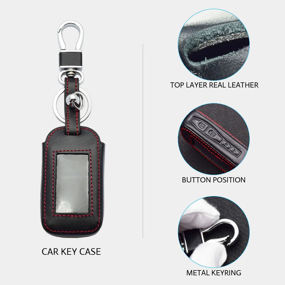 Leather Key Case For StarLine E60 E90 E63 E93 E95 E66 E96 E65 E61 E91 Two Way Car Alarm LCD Keychain Holder Remote Control Cover