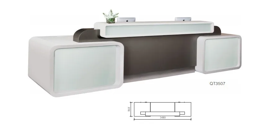 restaurant  bank  tanning salon  glass Reception Desk  countertop  furniture with stainless steel  componentsQ3507