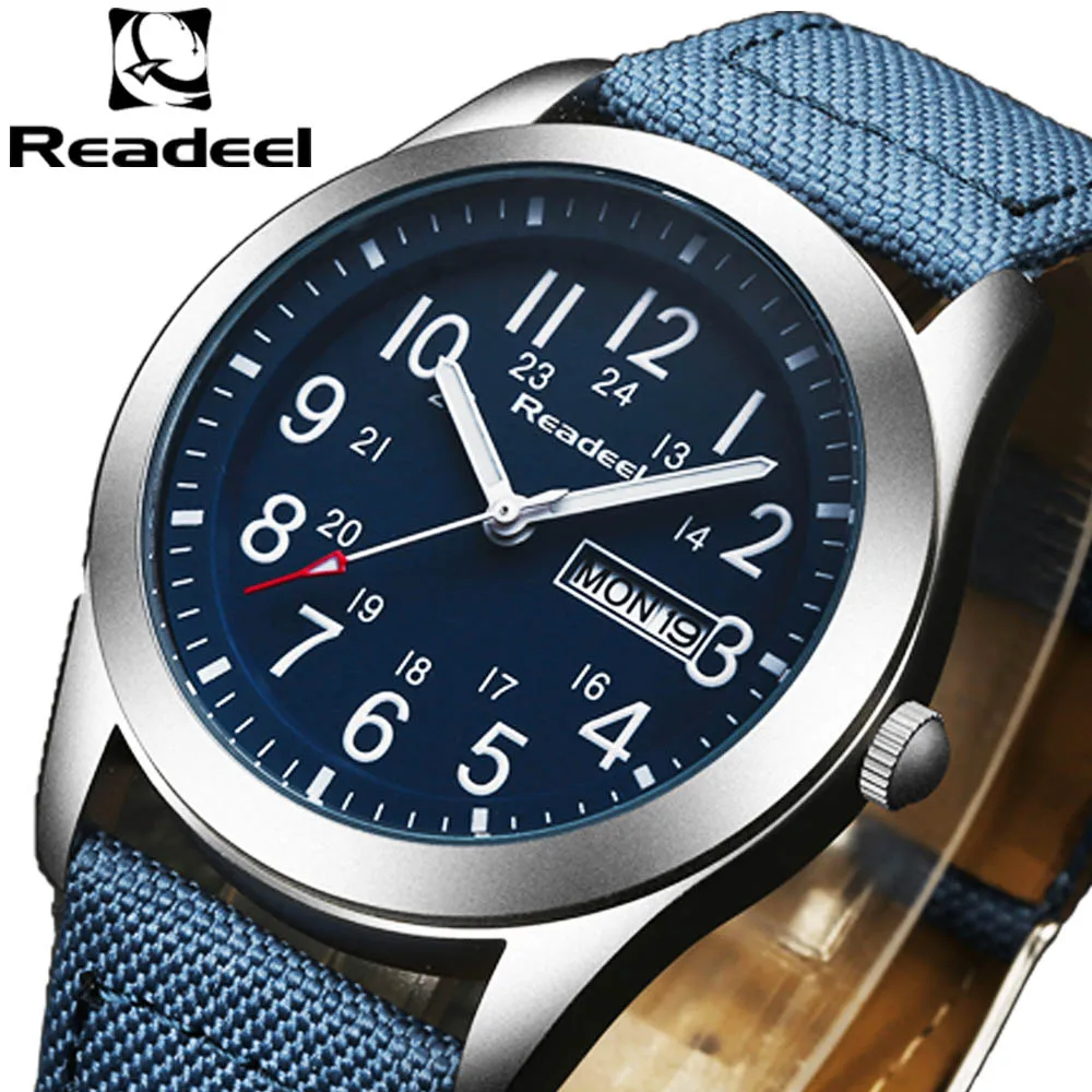 Readeel Men Quartz Sports Watches Luxury Brand Nylon Strap Mens Wristwatch Casual Watches Relogio Male Relojes Clock Men