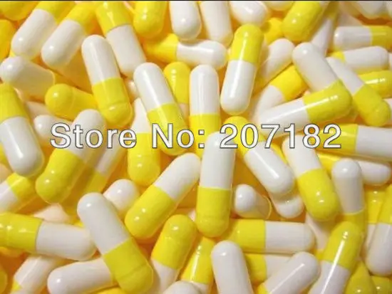 

(10,000pcs/pack) Size 2 Cap and Body Separated Yellow/White Color Hard Gelatin Empty Capsule