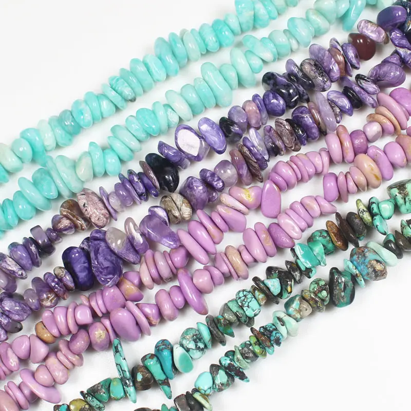 Natural2-8mmPhosphosiderite,Charoite,Apatite,peridot,Larimar Irregular/ freeform beads 34\