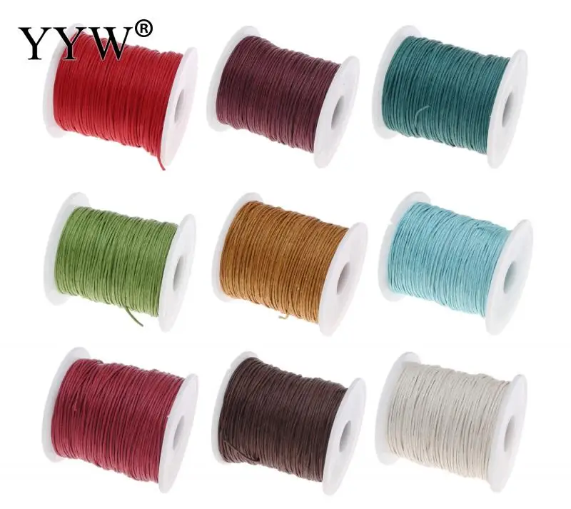 2023 100yards/Spool Wax Cord With Plastic Spool Diy Making For Necklace Bracelet 1mm Waxed Cotton Cord Wax Cord