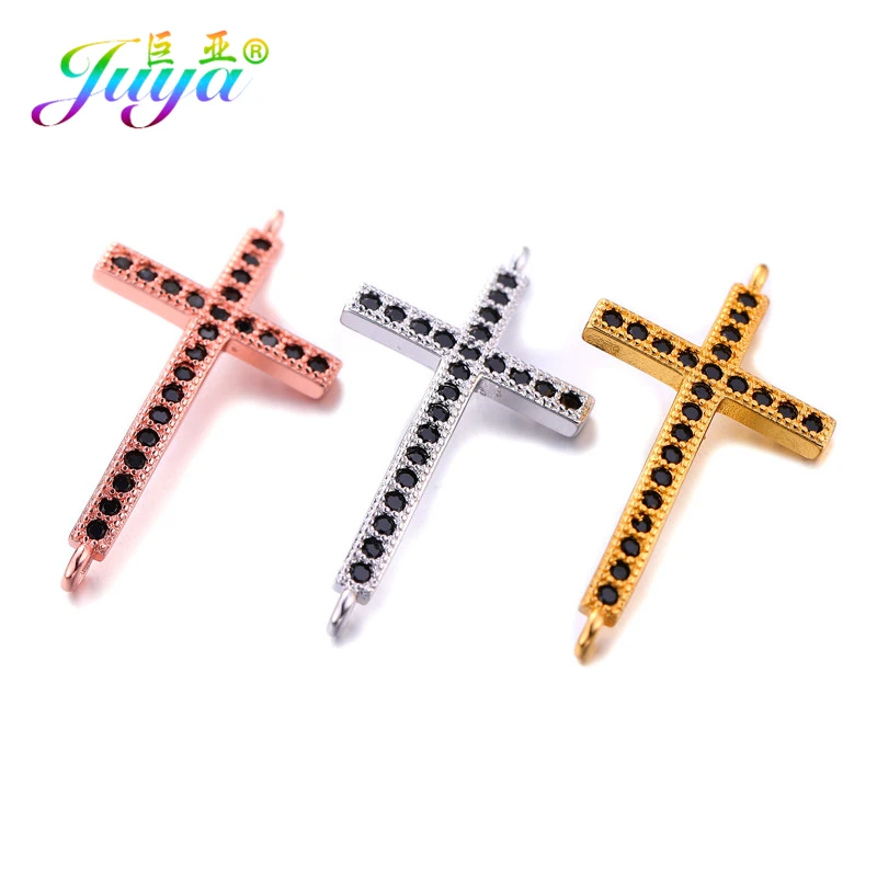 

Juya Christian Jewelry Findings 2 Loops Cross Infinity Connectors Accessories For Women Men Bracelets Necklace Earrings Making