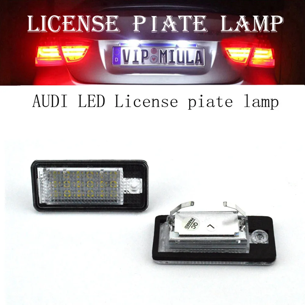 Lumière de plaque d'immatriculation pour A3/S3 04-12 A4 S4 A6 C6 RS4 S6 05, lumière blanche brillante 18LED, 2 pièces