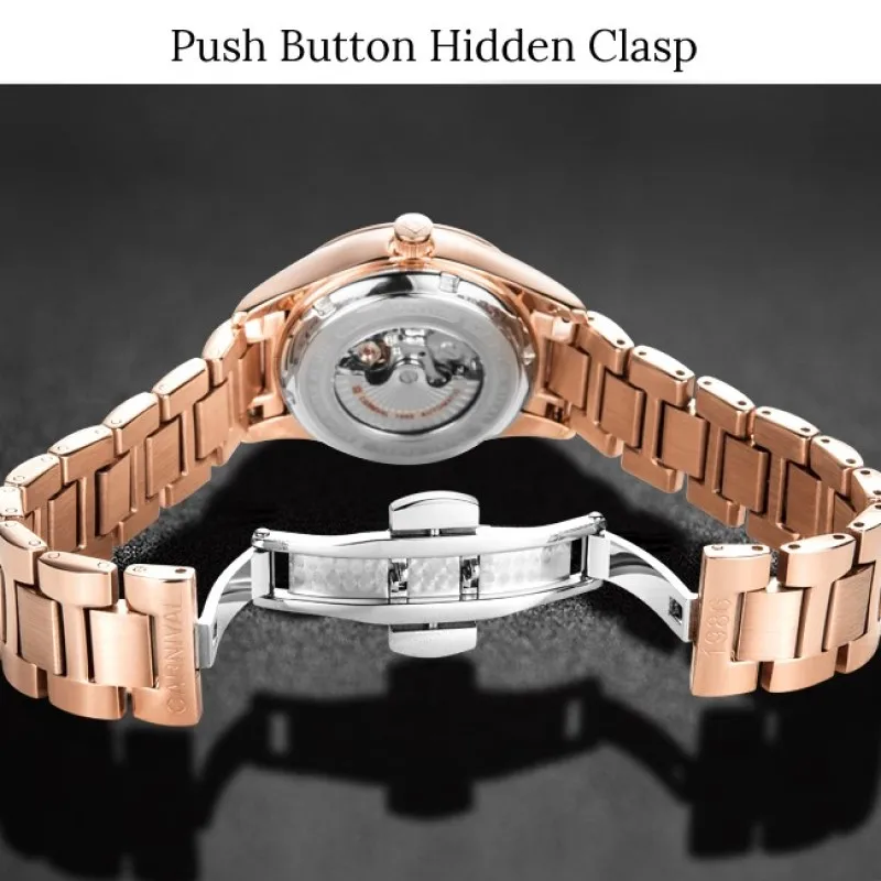 Rose gold Women Watches Top brand luxury CARNIVAL Automatic Watch Women Calendar Sapphire Waterproof Luminous Montre femme 2018