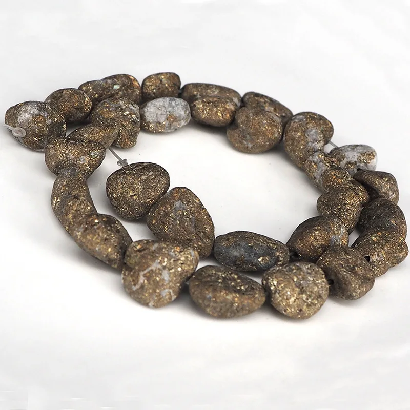 8-10mm 12-14mm 15-20mm Pick Size Natural Pyrite Stone Beads Loose Polishing Pyrite Stone Beads DIY Jewelry Making Accessories