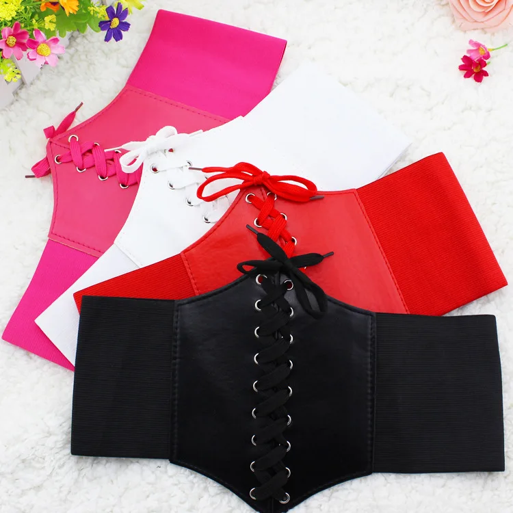 New Women Black Waistband Soft PU Leather Elastic Ultra Cummerbunds Female Comfortable Adjustable Slim Body Corset Waist Belt