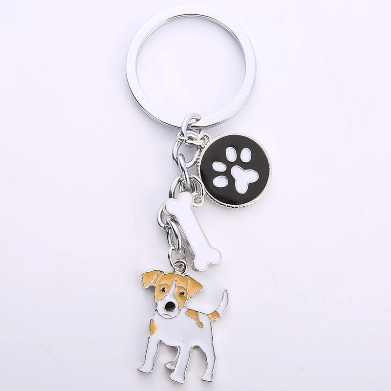 Lovely  Jack Russell Terrier Key Chains DIY For Women Men Metal Dog Pendant Key Ring Car Keychain Bag Charm gifts