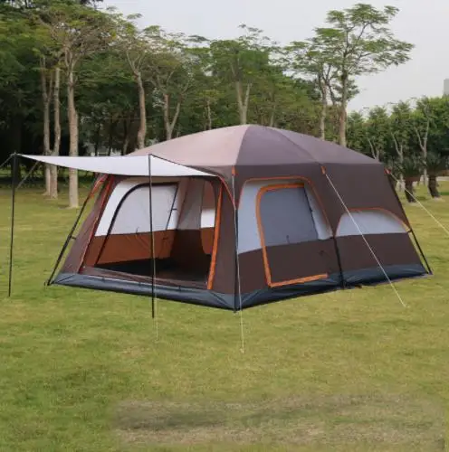 Huge 6 8 10 12 Person 2 Layer 2 Living Room 1 Bedrrom Family Party Anti Rain Base Outdoor Camping Relief Self Driving Beach Tent