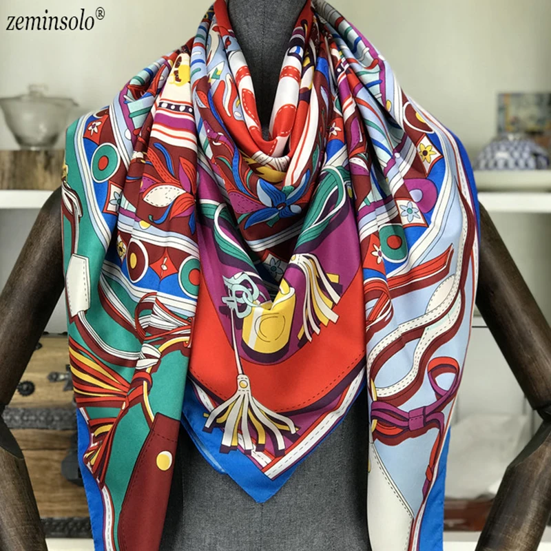 130*130cm primavera nova chegada de alta qualidade tamanho grande imitado seda cetim cachecóis xale feminino lenço de seda quadrado bandana hijab