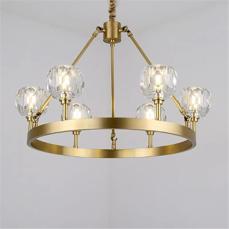 

Modern Luxury Round Copper G9 Led Chandelier Crystal Shades Led Pendant Chandelier Living Room Hanging Indoor Lighting Lamp