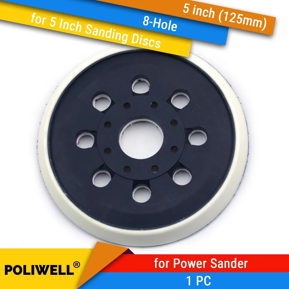 

5 Inch(125mm) 8-Hole Back-up Sanding Pads for 5" 8 Holes Hook&Loop Sanding Discs, Electric Sander Grinder Polisher Accessories