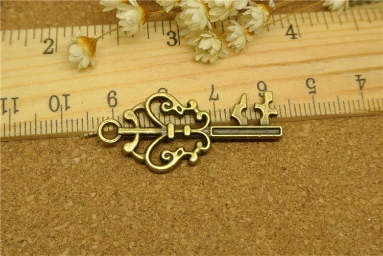 Hot selling 6 pcs/lot 36mm*16mm Antique Bronze Plated Color Key Charms Pendants DIY Handmade Crafts For Jewelry Making