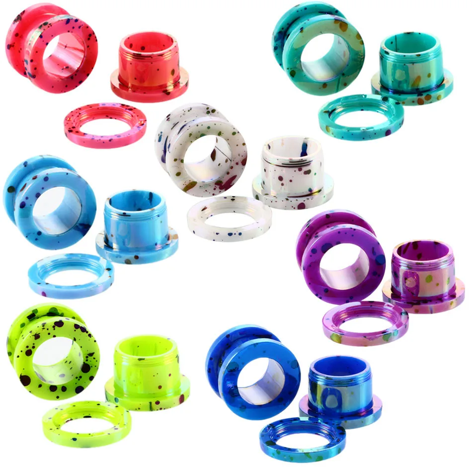 1 pair Acrylic Candy Color Ear Plugs Tunnels 2-12mm Plus Size Ear Expander piercing Pircing Plug & Tunnel Jewelry Body Jewelry