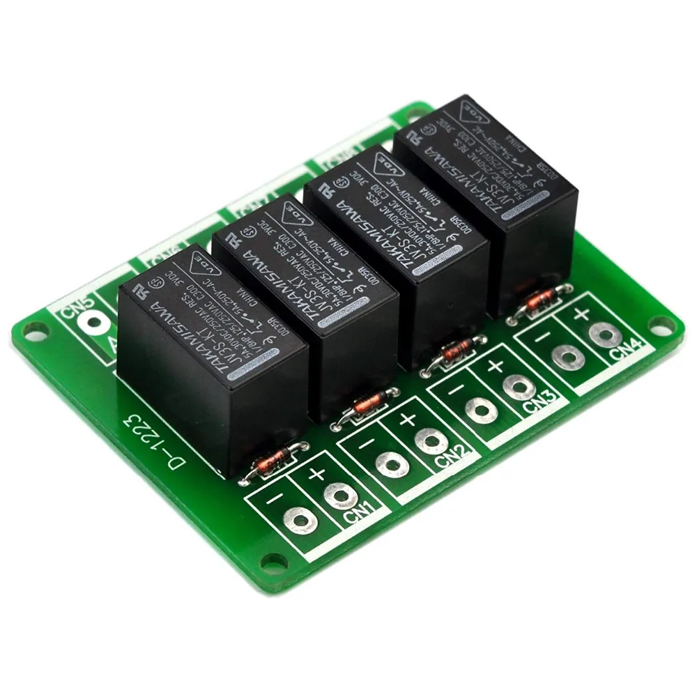 Electronics-Salon 3VDC Individual 4 Channel SPST-NO 5A/250V Power Relay Module. DC3V.