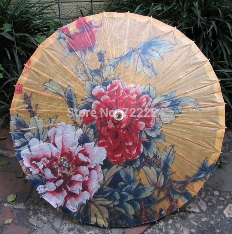 Dia 84CM chinese handmade peony picture long-handle oiled paper umbrella decorative dance props water-proof women umbrella