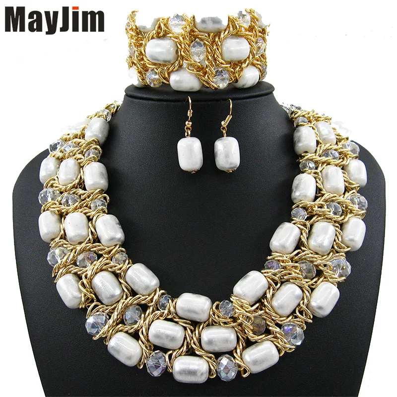 Statement Necklace 2023 Fashion Jewelry Sets Handmade Beads Chain Crystal Dubai Vintage Bijoux Accessories