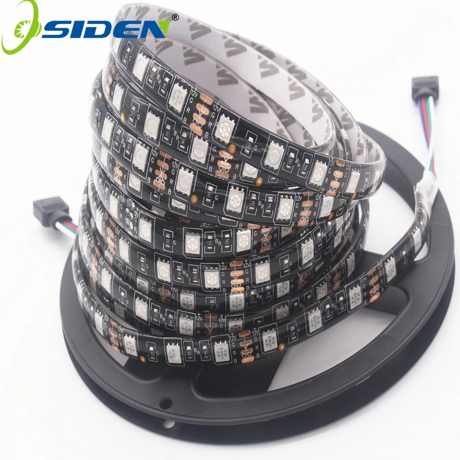 

OSIDEN 100M Black PCB RGB 5050 LED Strip SMD 5050 DC12V IP22 IP65 NO Waterproof Waterproof 60LED/m RGB LEDs Tape Flexible