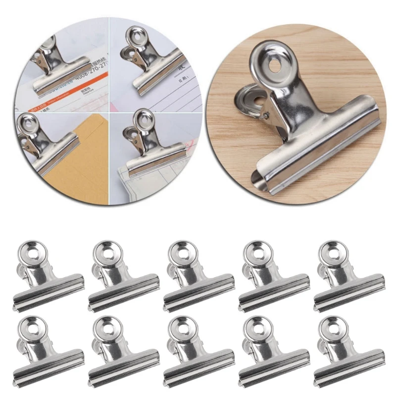 10pcs 38mm Metal Bulldog Grip Clips Food Bag Sealing Clamp File Ticket Binder Photo Money Organizer Kitchen Office School Supply