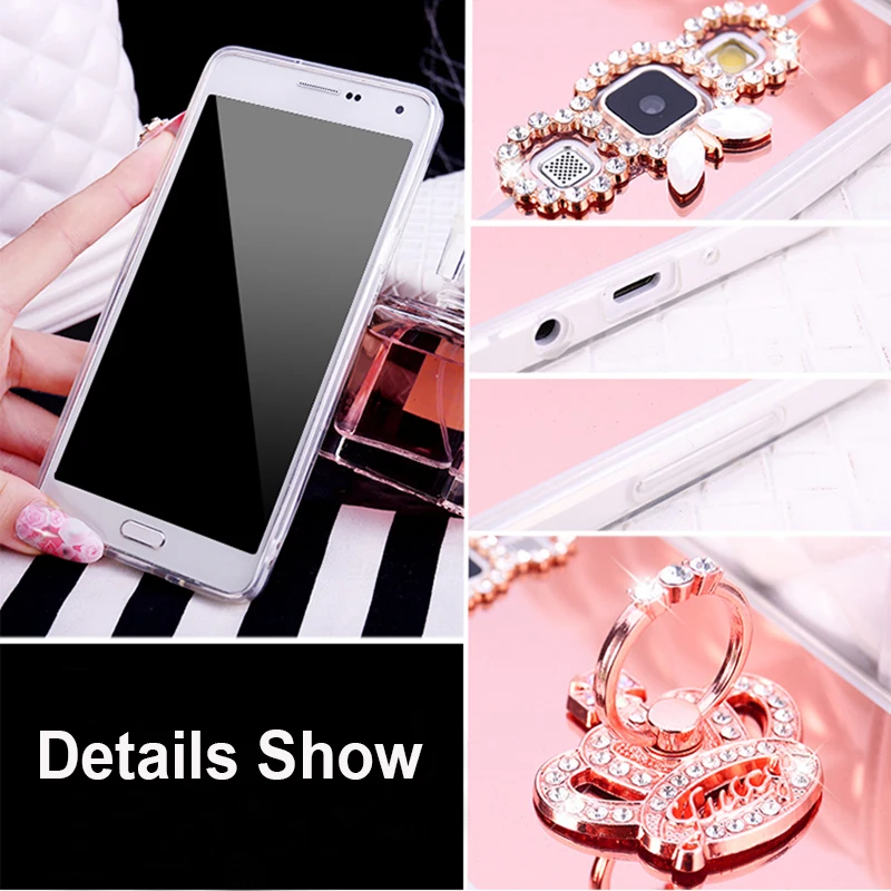 Luxury Mirror TPU Slim Case For Samsung Galaxy J2Prime J3 J4 J5 J6 J6+ J7 2016 A5 2017 S8 S9 S10 Plus Ring Holder Stand Cover