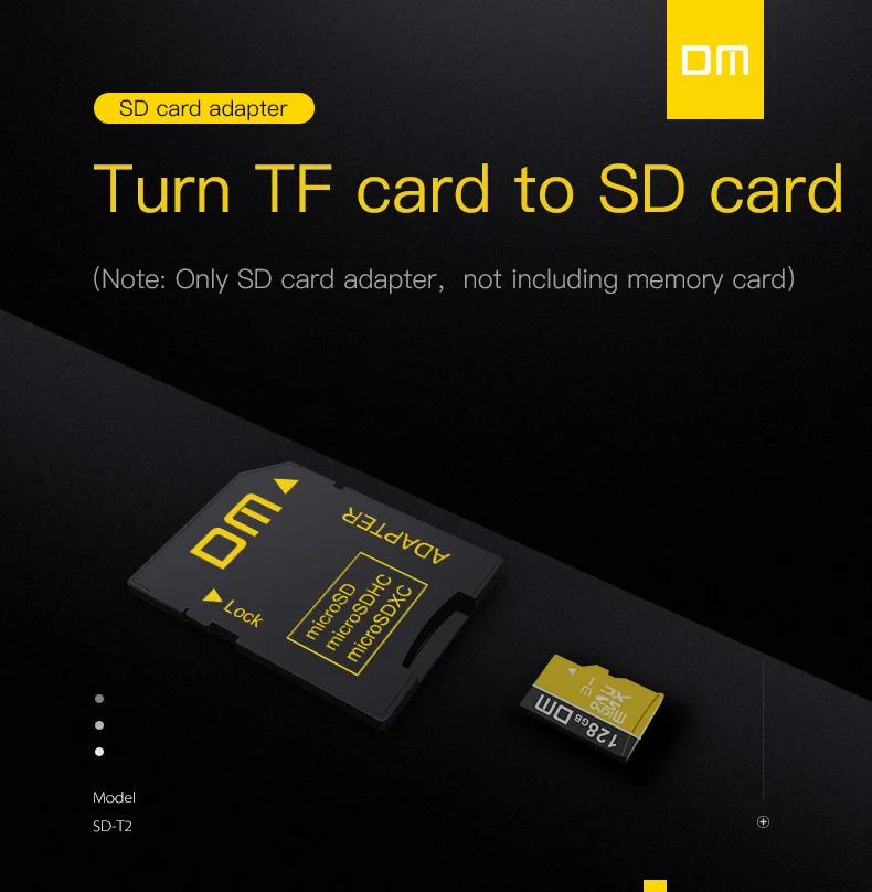 DM SD-T2 Speicherkartenadapter SD2.0 Kompatibel mit MicroSD MicroSDHC MicroSDXC Unterstützt Maximale Kapazität bis zu 2TB – Detail 1