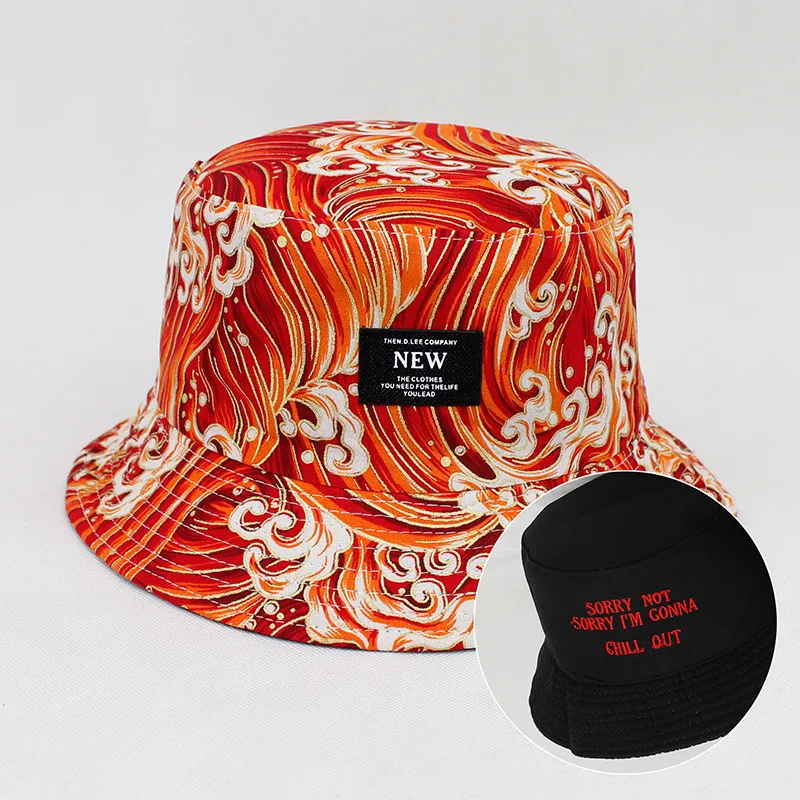 2021 Four Seasons Cotton Print Bucket Hat Fisherman Hat Outdoor Travel Sun Cap for Men and Women 174