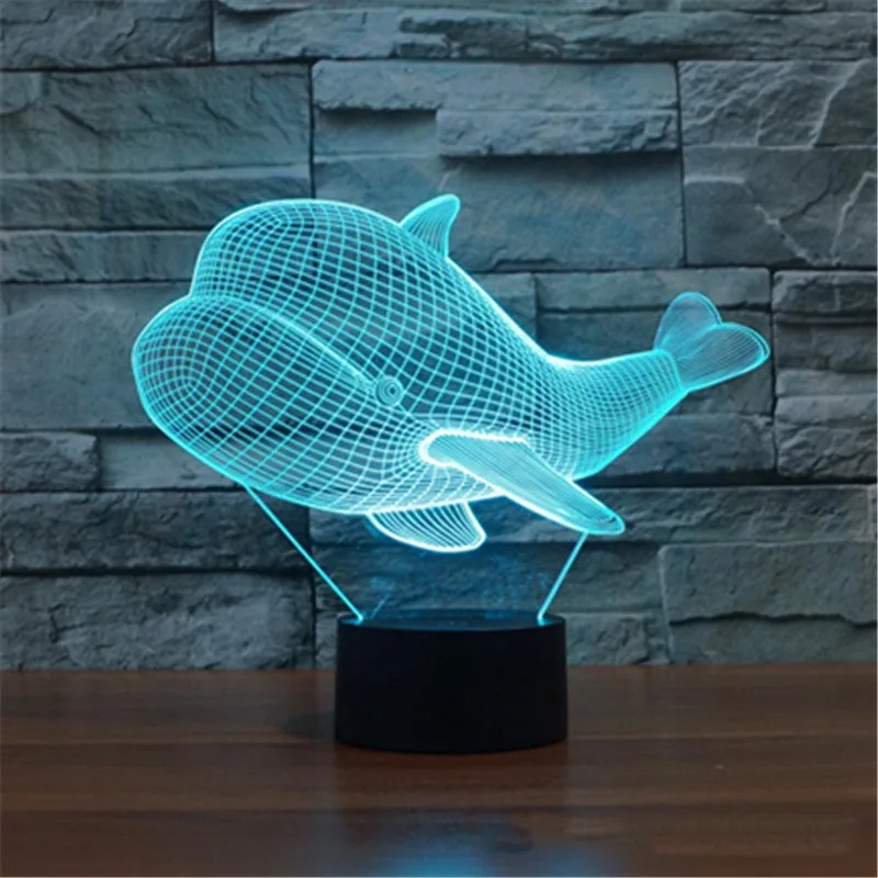 2018 foreign trade new whale 3D lamp 7 colorful touch charging LED visual lamp gift decoration lamp flashing toys 3318