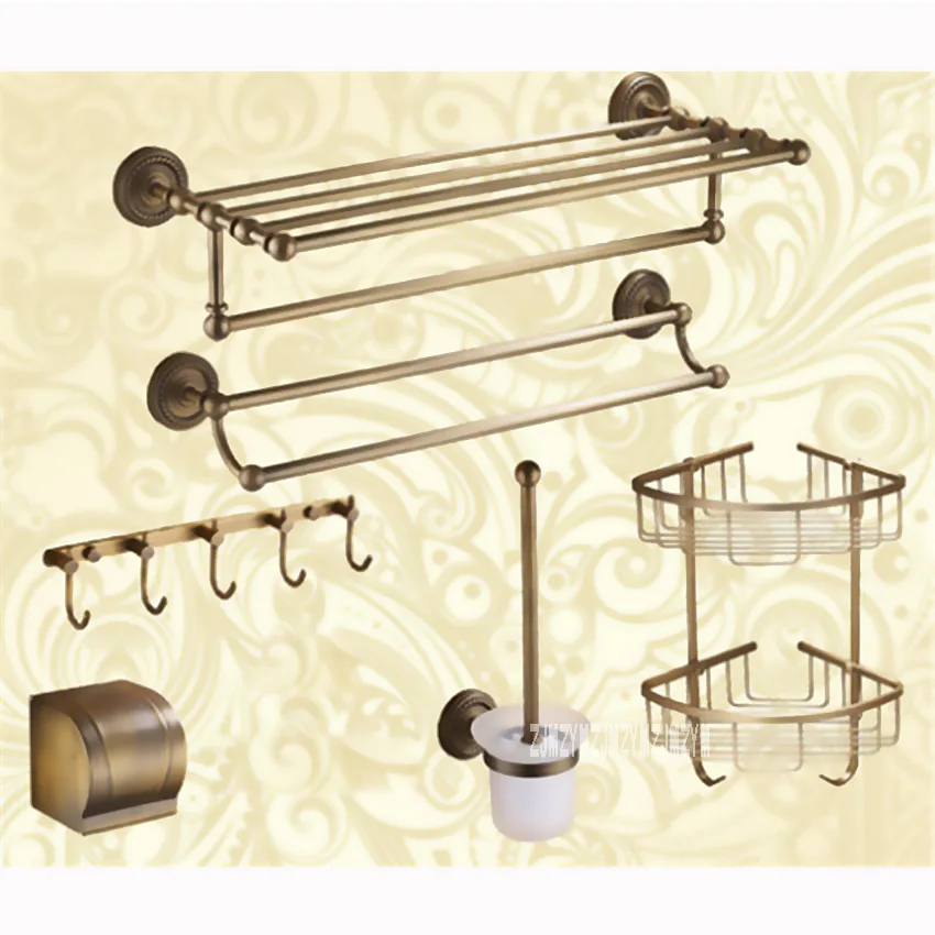 Luxury Brass Bathroom Hardware 6 Combination Discount Package AST3280 Towel Holder Paper Box Hook Brush Bathroom Accessories