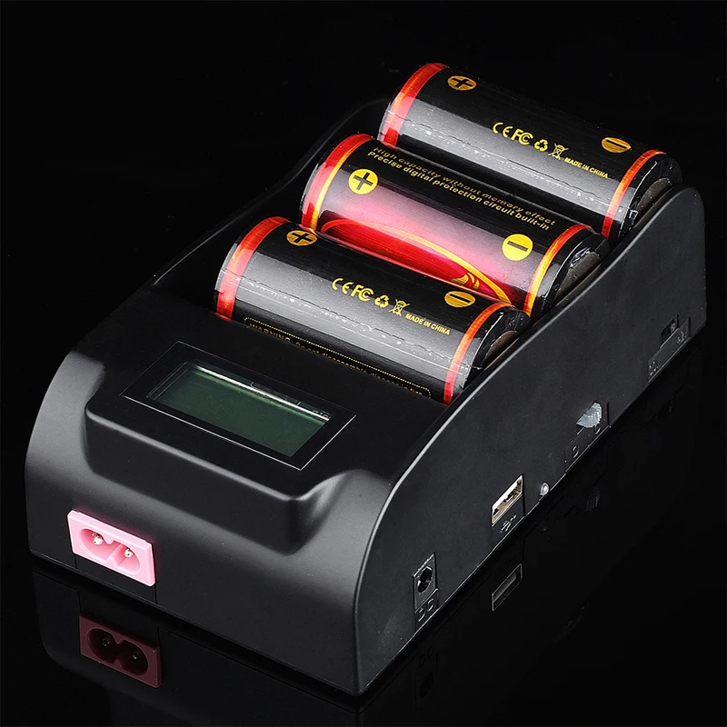 TrustFire TR-008 3 Slots Li-ion Battery Charger with LCD Display Screen+3pcs TrustFire 32650 3.7V 6000mAh Protected Battery