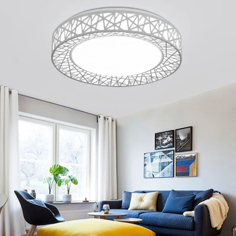 Modern LED ceiling lights for Bedroom living room Iron light fixture Home decorative Black/White Round Bird Nest Ceiling Lamp