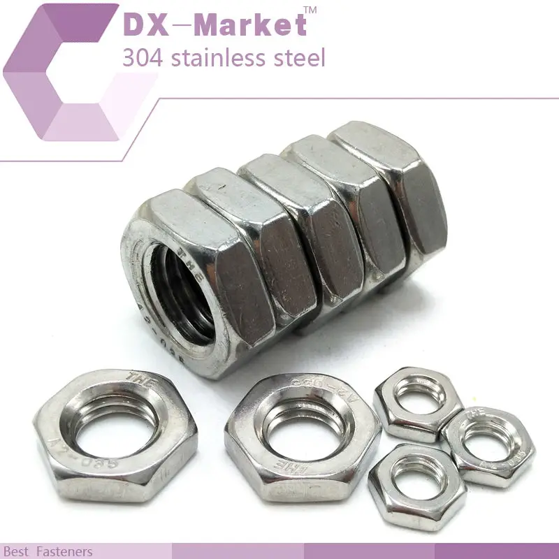 

m22 , 10pcs , Hexagon thin nut DIN 439 A2-35 ST/ST 304 Metric thread fastener ,B003