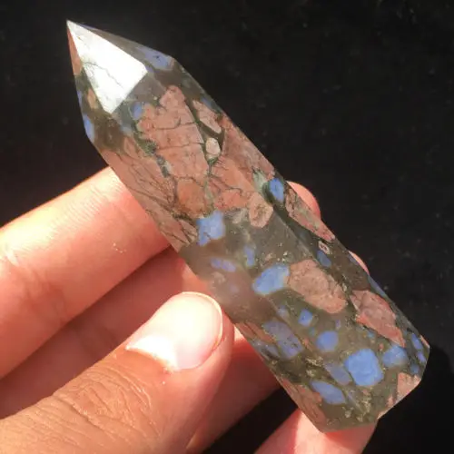 Natural quartz crystal energy blue dot crystal reiki square tablet magic wand single point healing