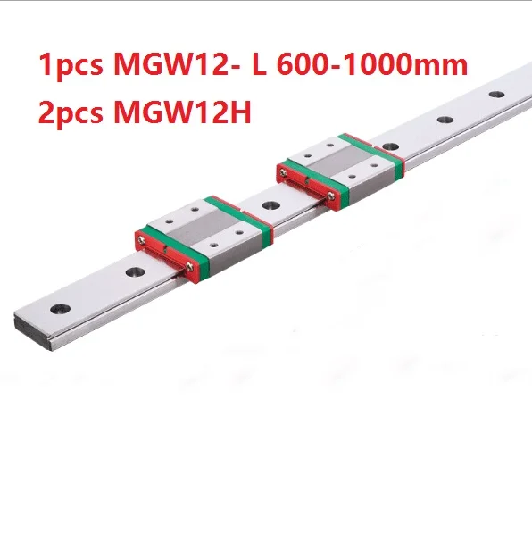 1pcs 100% Original HIWIN linear guide/rail MGW12 -L 600mm/700mm/800mm/900mm/1000mm + 2pcs MGW12H Mini blocks for CNC parts