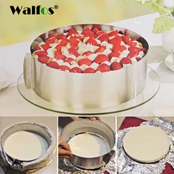 WALFOS Food Grade Stainless Steel Adjustable Cake Pan Retractable Circle Mousse Ring Mould Baking Tool Set Cake Mold Bakeware