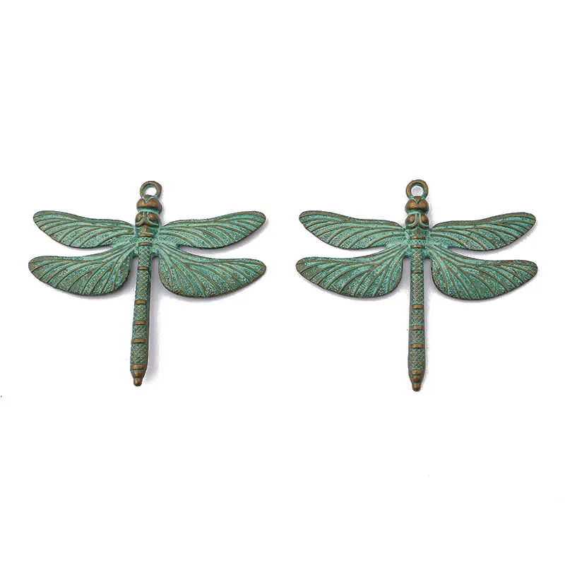 10pcs Large Verdigris Patina Dragonfly Charms Pendants For Handmade DIY Jeweley Neckalce Making Findings  72x63mm