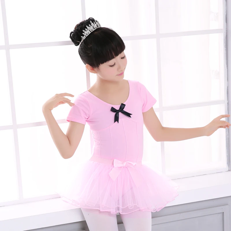 Pink Long Sleeve Ballet Dance Training Leotard Girls Gymnastics Pleated Leotard Dance Clothes Kids Children Ballerina Costume