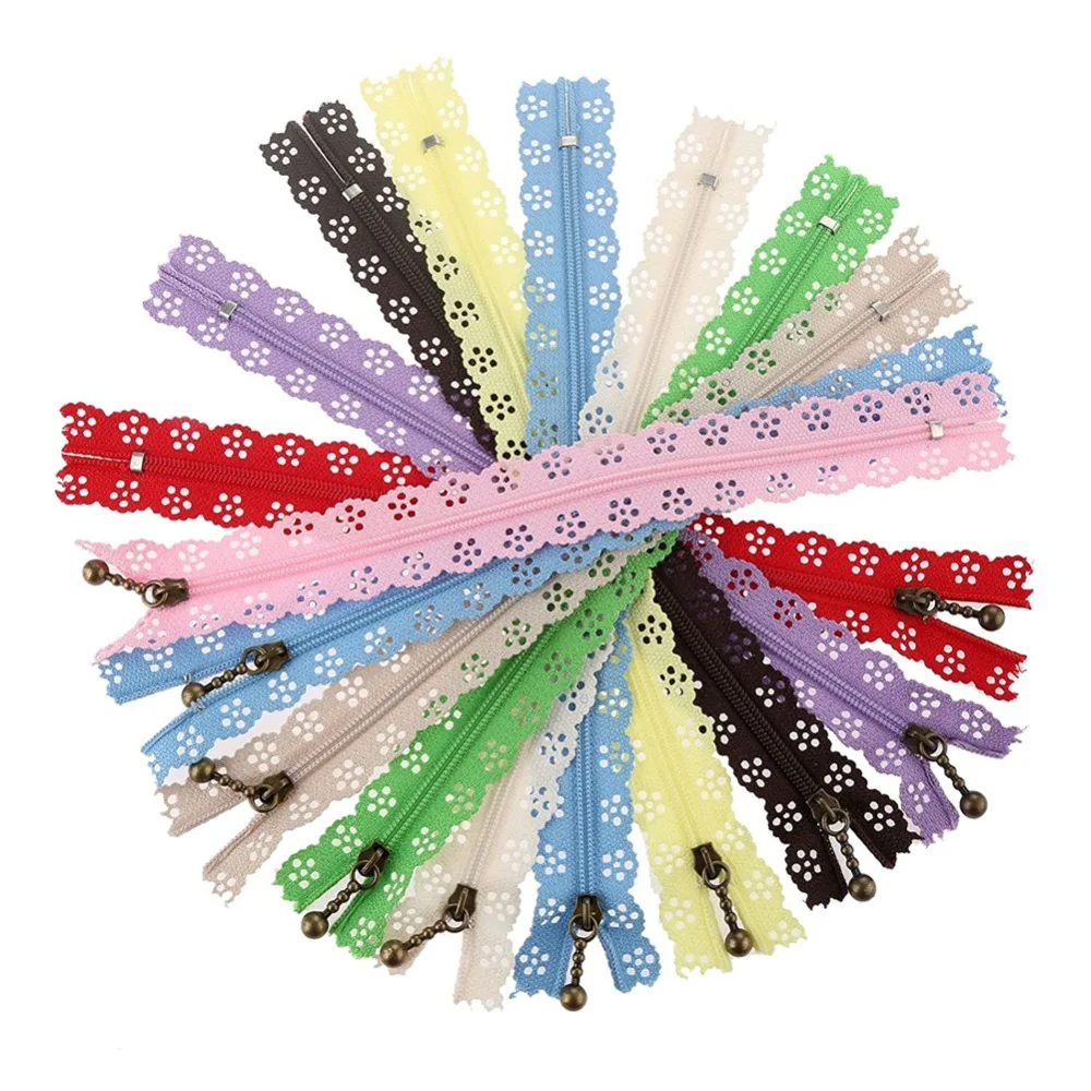 Hot sell 10pc 20cm Nylon Lace Zipper For Clothes Zippers Tailor Sewing Zip Closure Craft Sewing Accessories Random Color 5BB5550