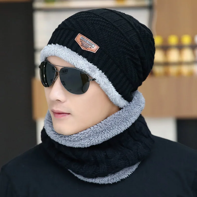 Balaclava Men Warm Hats Cap Scarf Winter Super warmth Wool Hat Knitting for men Caps Lady Beanie Knitted Hats Women\'s hats