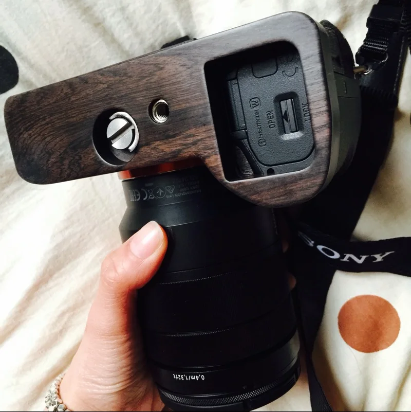 แอฟริกันสีดำไม้ Hand Grip แผ่นสำหรับ Sony A9 A7m3 A7RIII ILCE-7RM3 A7R MKIII