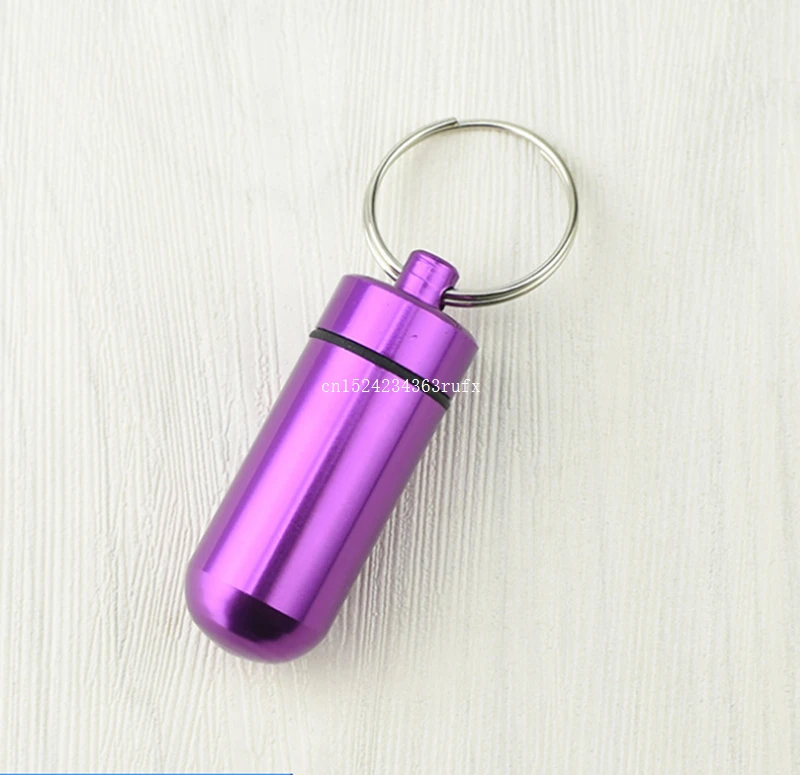 1000pcs  Storage Pill Box WaterProof Mini Aluminum Pill Boxes Keychain Tablet Bottle Case Holder With Key Ring