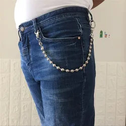 42cm Metal Wallet Belt Chain Rock Trousers Hipster Pant Jean Keychain Silver Ring Keyring Men's woman HipHop Jewelry