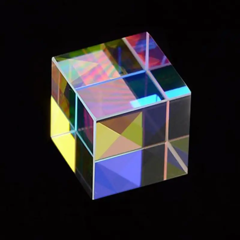 Colorful Combiner Splitter Cross Dichroic Cube RGB Prism Optical Glass Triangular Prism for Teaching Light Spectrum Physics 20mm