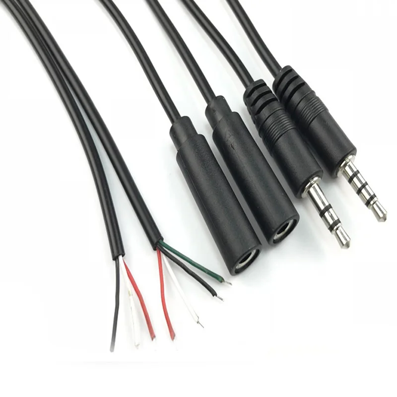 30cm 3.5mm 3p 4p plug socket to wire open audio adapter cable