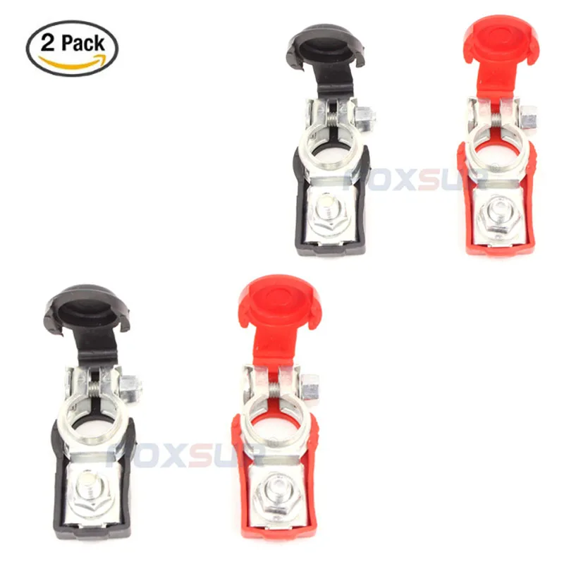 Foxsur 12v grampo de conector de bateria automotiva, terminal de bateria a com capa de borracha, conector de partida de bateria automática